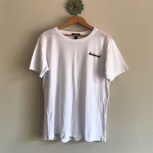 “Antisocial” white embroidered t-shirt, size M